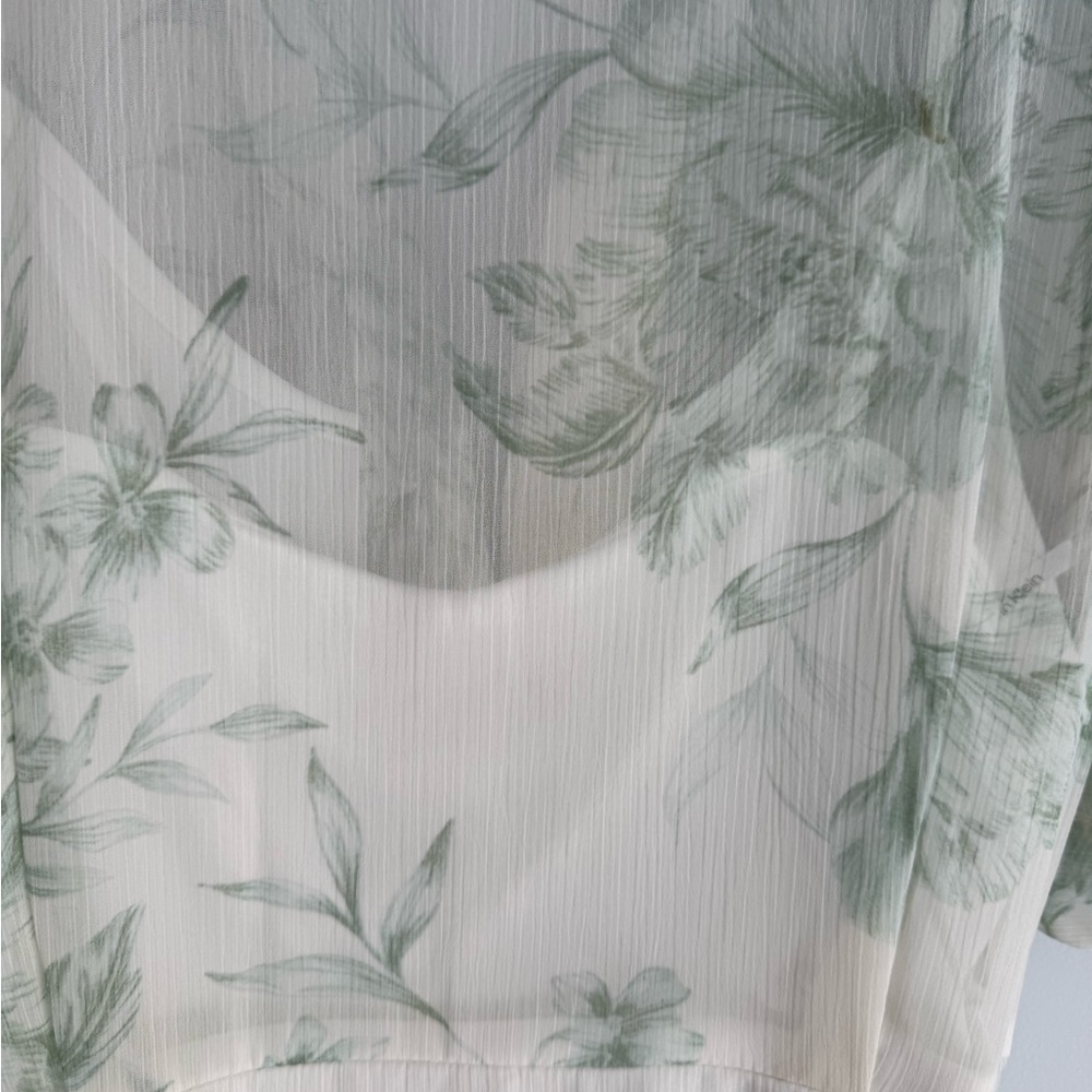 Calvin Klein Asymmetrical Sheer Sleeveless Blouse White Cream